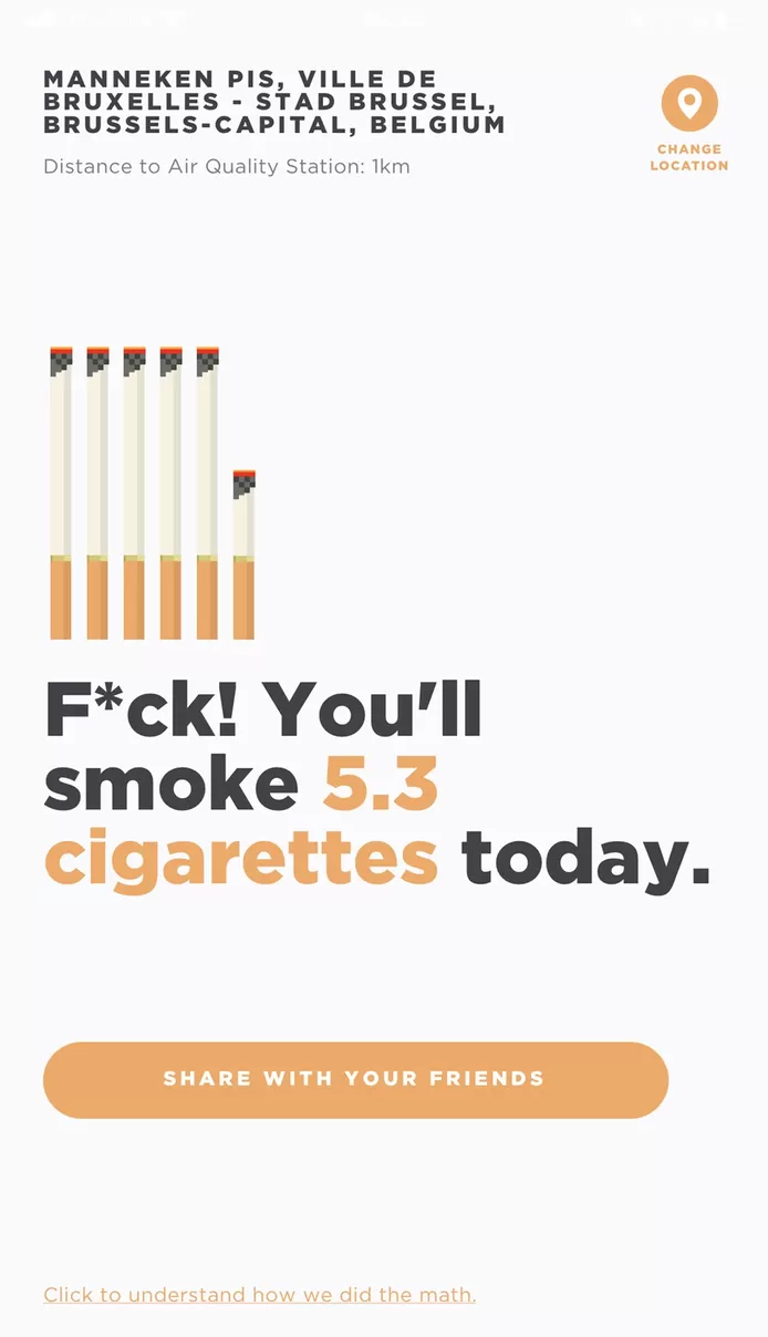 App vertelt hoeveel sigaretten je 'rookt' door luchtvervuiling